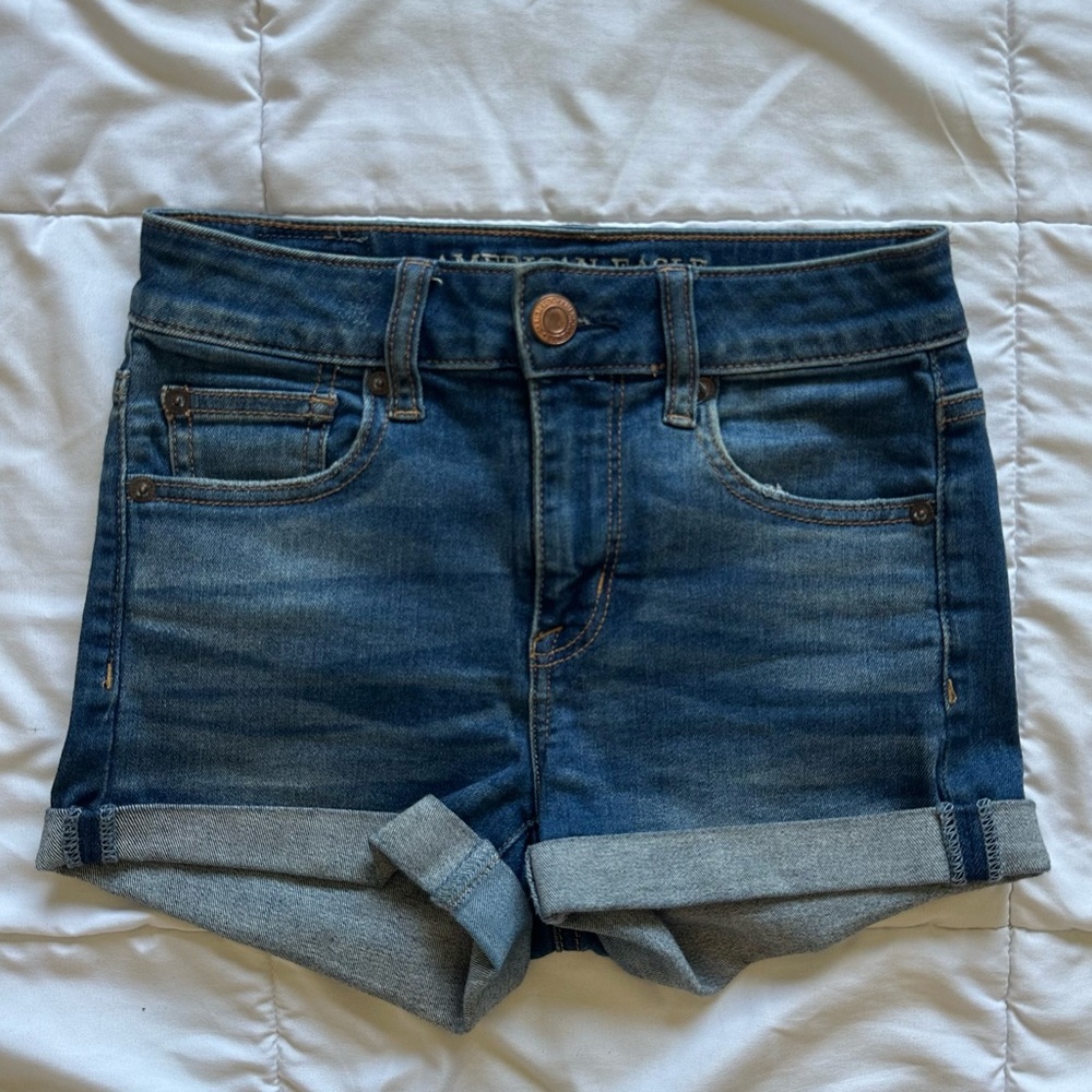 American Eagle High Rise Shortie Jean Shorts